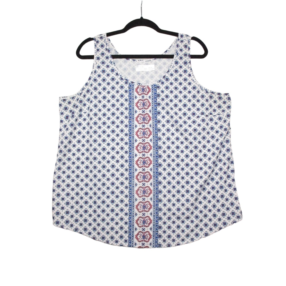 TIME and TRU Geometric‎ Patterned Scoop Neck Tank Top Size XXL 20
